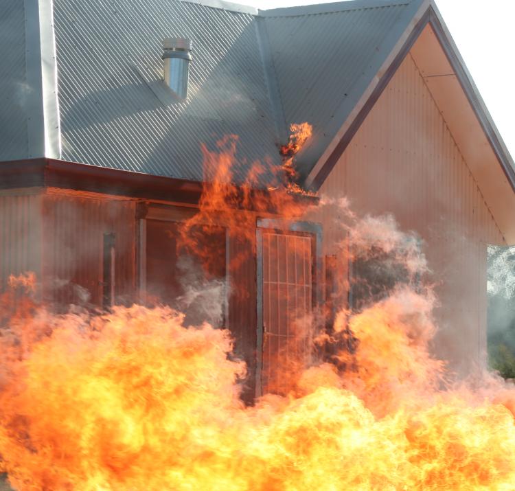 Testing how a house holds up against flames and where the weak points are during a bushfire. Photo: David Bruce, Bushfire and Natural Hazards CRC.