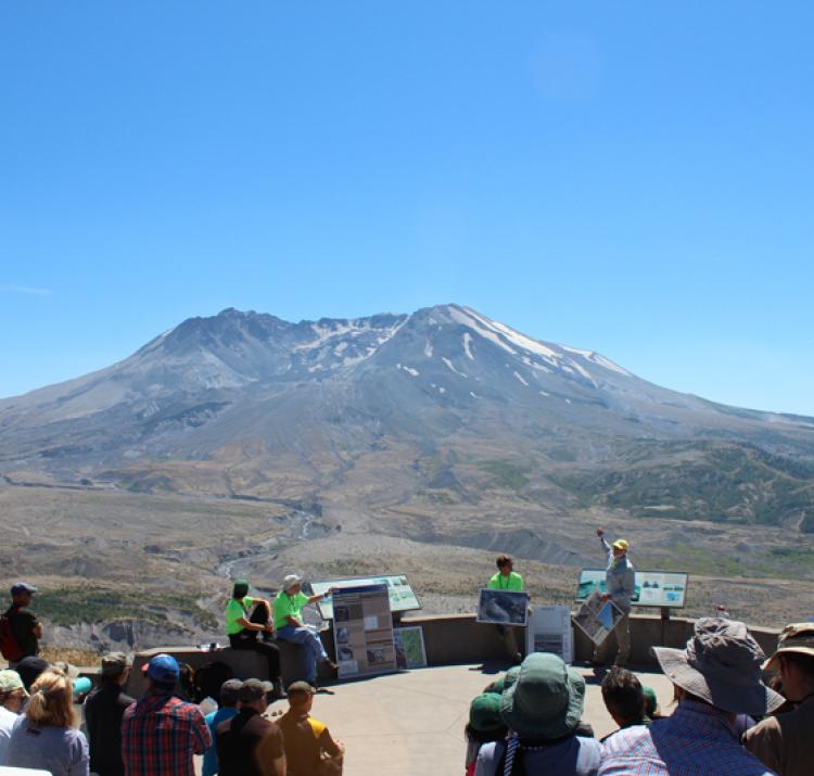 Learning about the 1980 eruption at Mount St Helens. Photo: Emma Singh