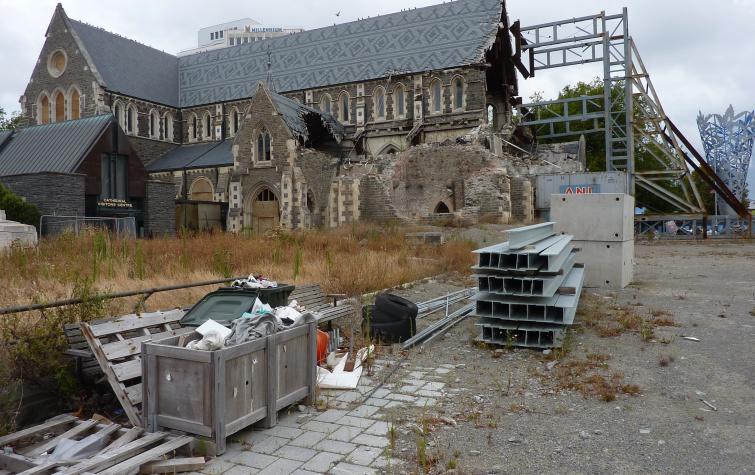 Earthquake damage caused by the 2011 Christchrurch earthquake.