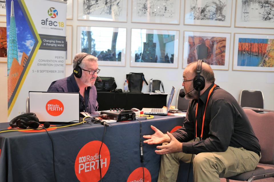 ABC Radio live at AFAC18 with cyclone researcher Dr David Henderson.