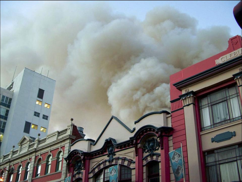 Fire in central Hobart. Photo credit: Richard Bugg.