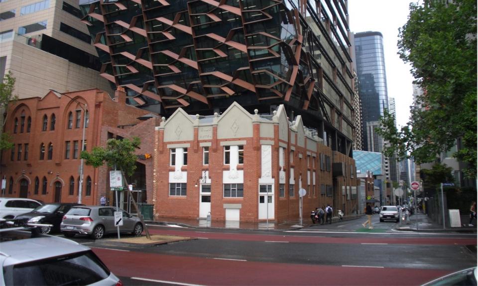 A Melbourne streetscape showing a variety of building types.