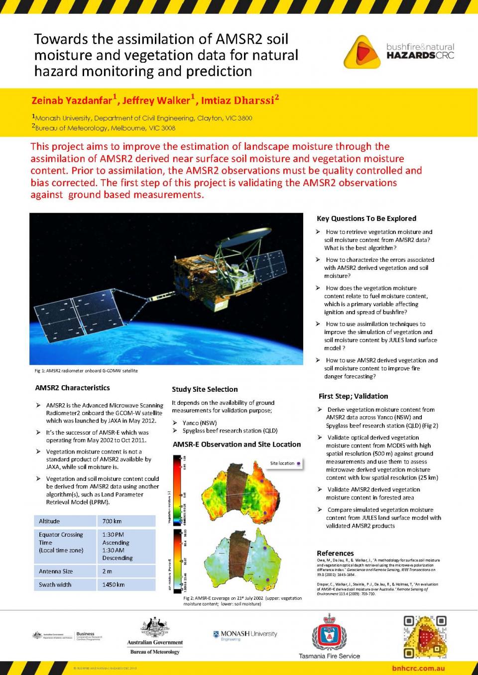 Towards the Assimilation of AMSR2 Soil Moisture and Vegetation Data for Natural Hazard Monitoring and Prediction